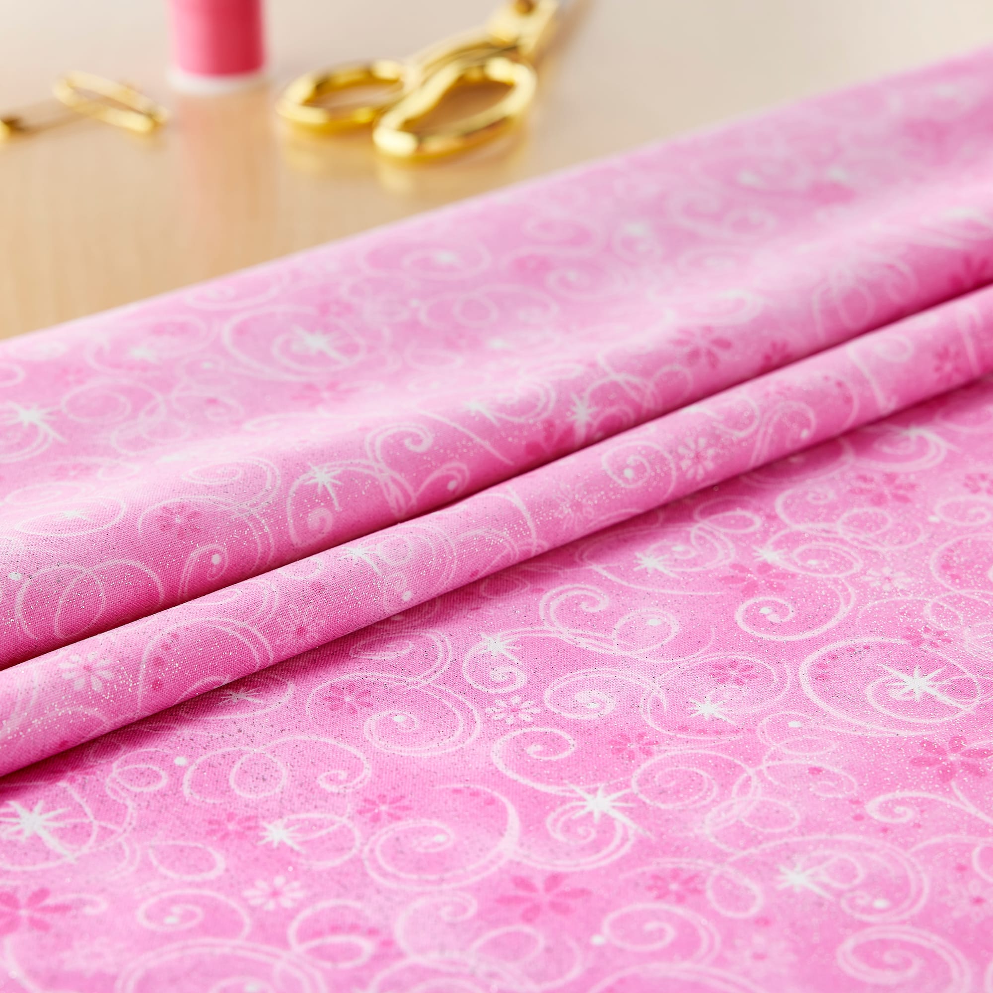 Fabric Traditions Pink Swirls Cotton Fabric